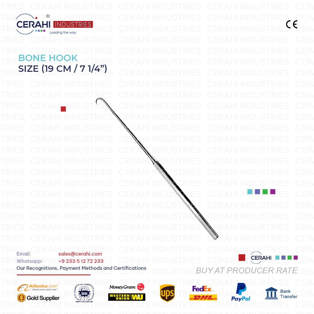 Trusted Bone Hook 19cm (7 1/4”) Titanium Surgical Instrument for Maxillofacial Use