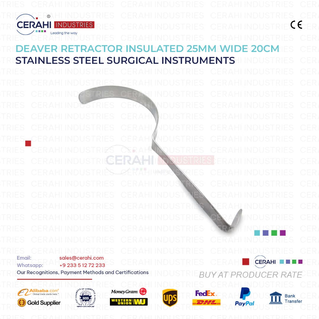 High Quality Deaver Retractor Insulated 25mm Wide 20cm Stainless Steel Surgical Tool
