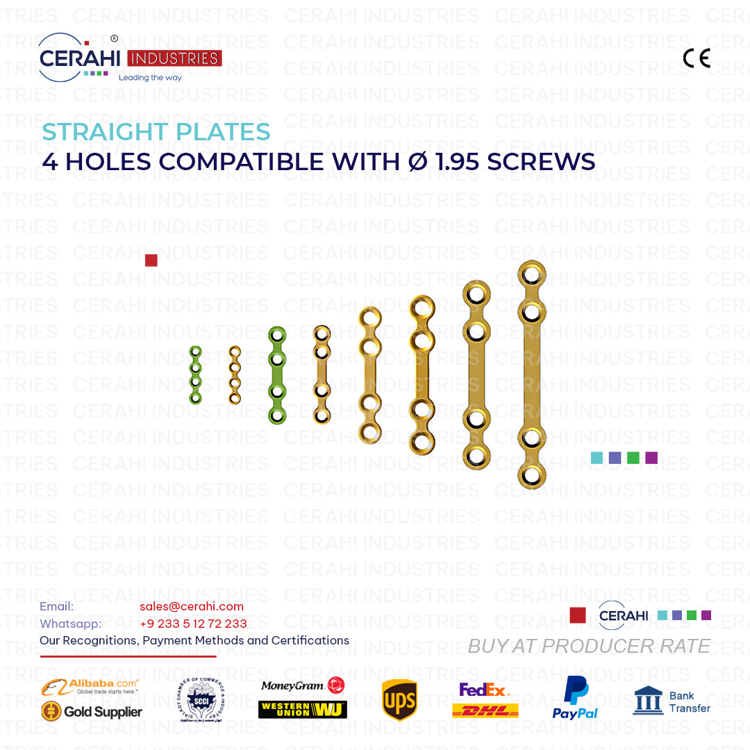 Straight Plate with 4 Holes | Titanium Maxillofacial Plate