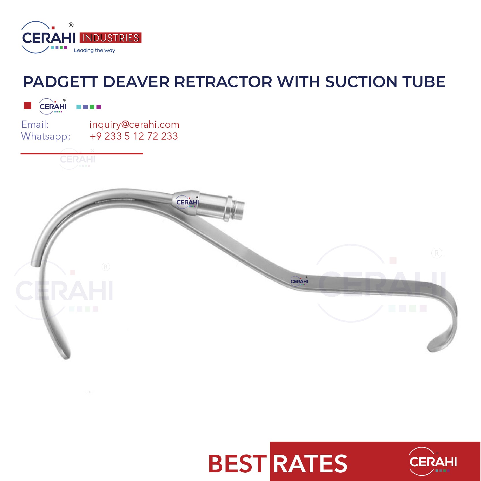 Padgett Deaver Retractor with Suction Tube